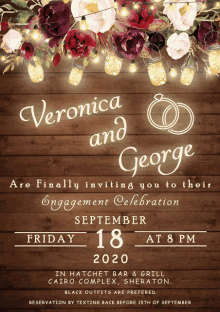 a wedding invitation for veronica and george on september 18th
