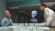 a cartoon scene with a caption that says ' i was once the most beautiful hand model in all the world '