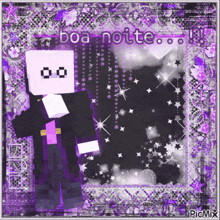 a picture of a minecraft character with boa noite written on it