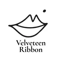 a logo for velveten ribbon has a red lip and a lip gloss sticking out of it