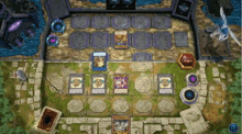 an aerial view of a board game with a red circle that says ' of fire ' on it
