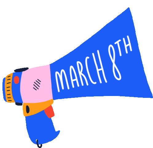 Megaphone Announces March 8th Sticker - International Womens Day March8th Megaphone Stickers