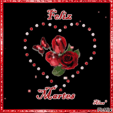 Feliz Martes Rosas Rojas GIF - Feliz Martes Rosas Rojas Heart GIFs