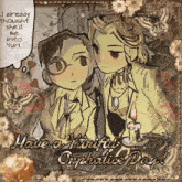 a drawing of a man and a woman with the words have a yuniful orphanage day