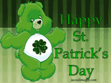 St Patricks Day Good Luck Bear GIF