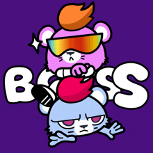 a purple background with the word boss written in white
