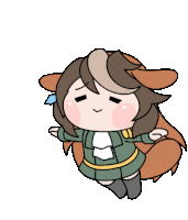 a cartoon drawing of a girl with long hair and a brown tail
