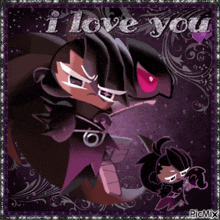 a picture of a cartoon character with the words i love you on it