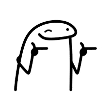 a black and white drawing of a stick figure with a smiley face and two fingers pointing .