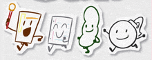 a group of cartoon characters are standing next to each other with one holding a brush