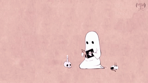 Cute cartoon white ghost - White Ghost - Pin | TeePublic