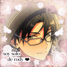 a drawing of a boy with glasses and the words soy solo de rody
