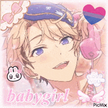 a picture of a boy with the words babygirl written on it