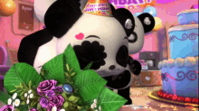 Crystal Panda Birthday GIF - Crystal Panda Birthday Flowers GIFs