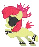 a cartoon pony with a red mane and a black mask