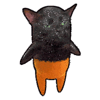 a drawing of a black cat with green eyes