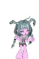 a pixel art drawing of a girl with pigtails