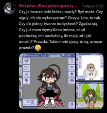 a screenshot of gacha life shows a girl with brown hair and pink flowers