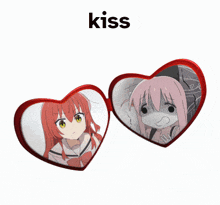 a pair of heart shaped glasses with a picture of a girl and the word kiss above them