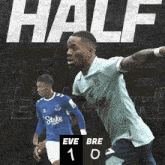 a poster for a soccer game between eve and bre shows a score of 1-0