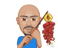 bald man firecrackers chinese new year new year chinese