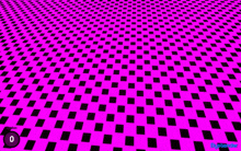 a purple background with black squares and a button that says 0