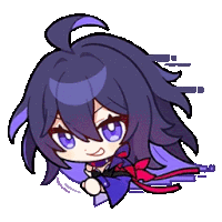 a cartoon of a girl with long black hair and blue eyes