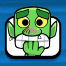 a cartoon of a green monster with a big mouth and big teeth .