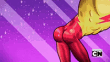 a pixel art of a cartoon character with the cn logo on the bottom