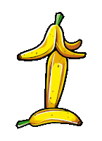 a cartoon illustration of a banana that has been peeled