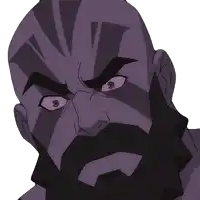 a cartoon drawing of a man with a beard making a surprised face