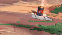 a can of soda is sitting on top of a rock in a video game .