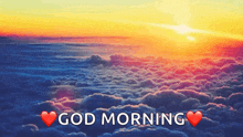 a picture of a cloudy sky with the words god morning above it