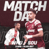 a poster for a match between west ham and southampton