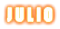 the word julio is lit up in orange and white