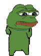 a pixel art of a green frog with a red tongue .
