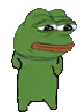 a pixel art of a green frog with a red tongue .