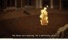 dio from jojo 's bizarre adventure stands in front of a fire