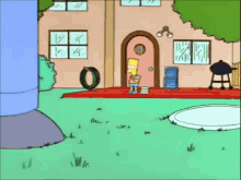 a cartoon of homer simpson holding a gun standing on a hill