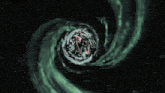 a computer generated image of a swirling galaxy with a pink circle in the middle