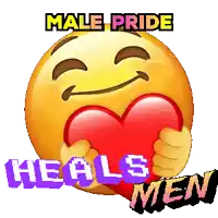 a smiley face with the words male pride heals men