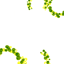 a white background with green and yellow circles and the word " allah " in gold