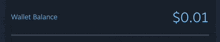 a wallet balance of $ 0.01 is displayed on a black background