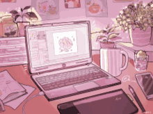 Anime Blush Anime Laptop GIF - Anime Blush Anime Laptop Pink GIFs