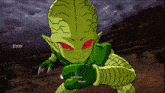 a video game screen shows a green monster with red eyes and the number 1237 on the bottom