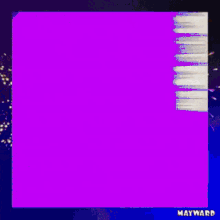 a man is smiling in front of a purple background with mayward written on the bottom