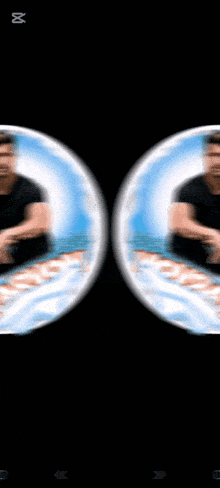 a blurry picture of a man sitting in a circle with the number 8 on the bottom