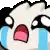 a pixel art drawing of a crying face with tears coming out of its eyes .