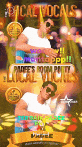 a poster for the local vocals shows a man in sunglasses