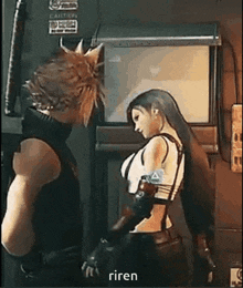 a man and a woman are standing next to each other .